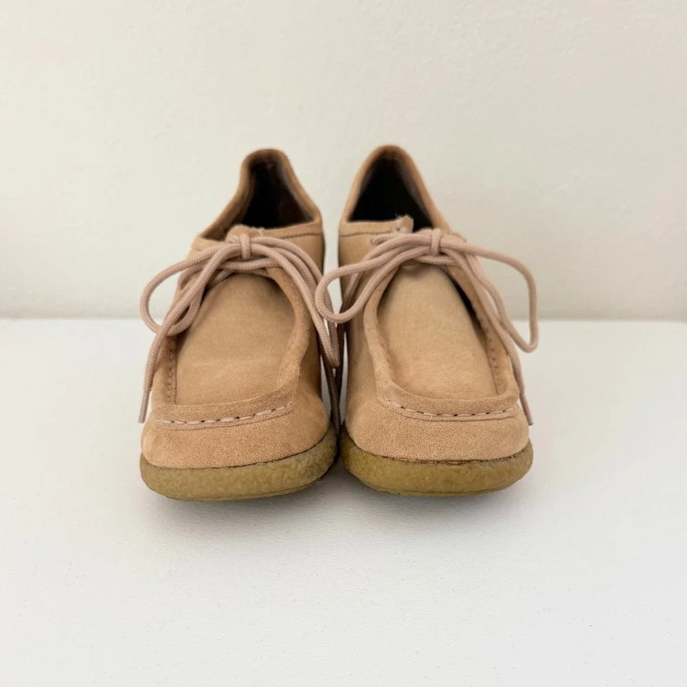 VTG Vintage 80s Candies Leather Suede Rubber Platform Wedges Tan Size 9 Y2K